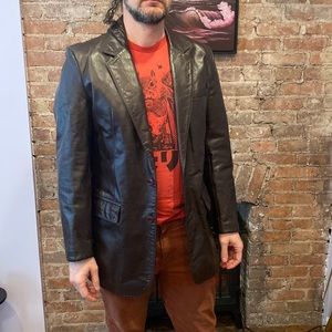 Vintage Hill & Archer single breasted blazer style genuine leather jacket